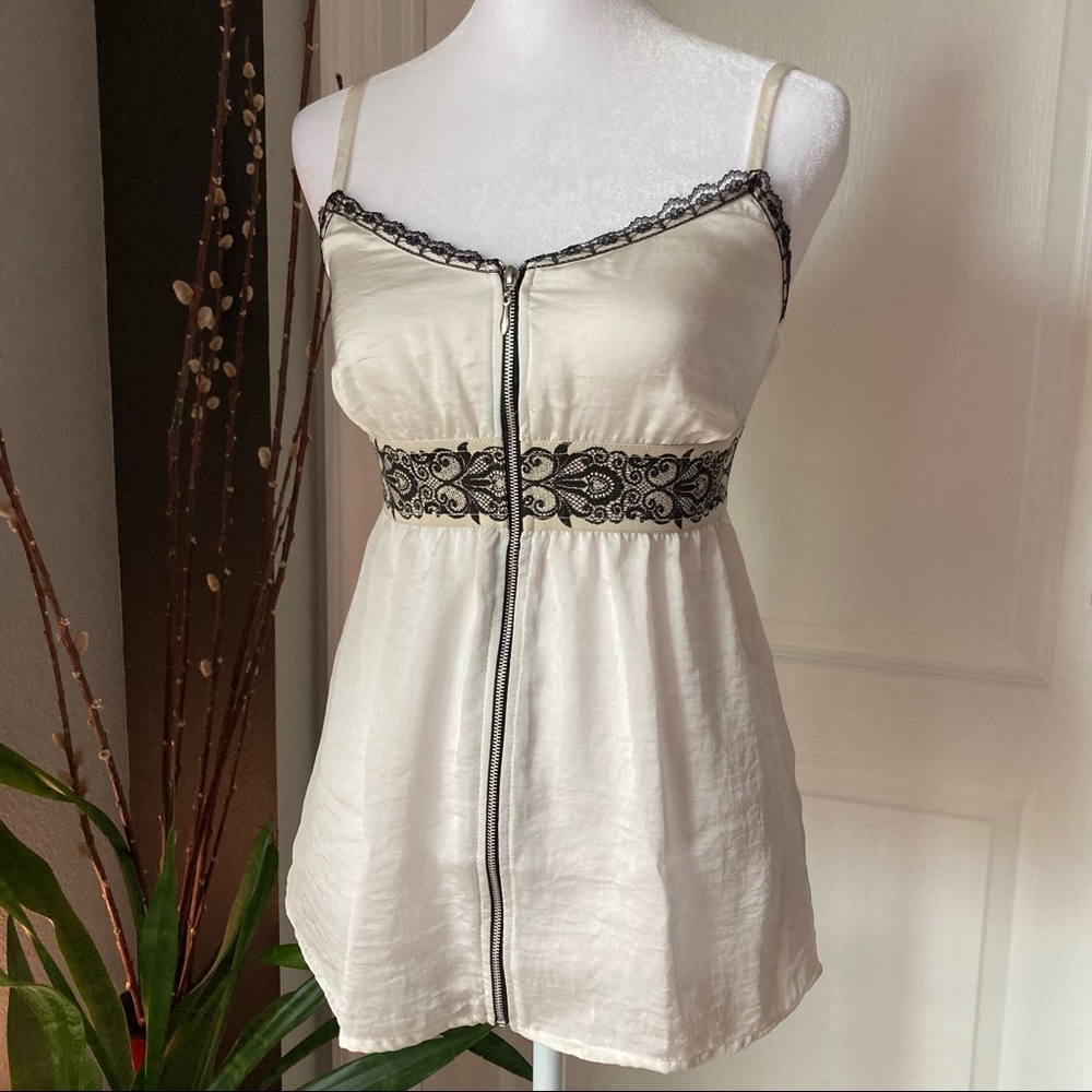 white silk lace top